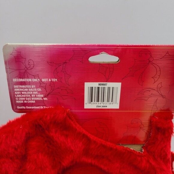 Vintage Christmas Tree Skirt Red White Trim Round Circle Plush Santa 48" New - Picture 3 of 4